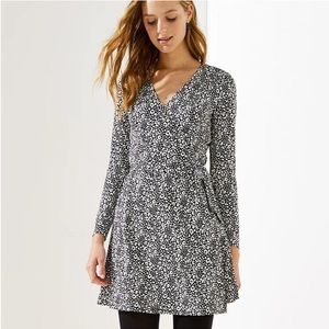 Loft long sleeve black white leopard print wrap dress